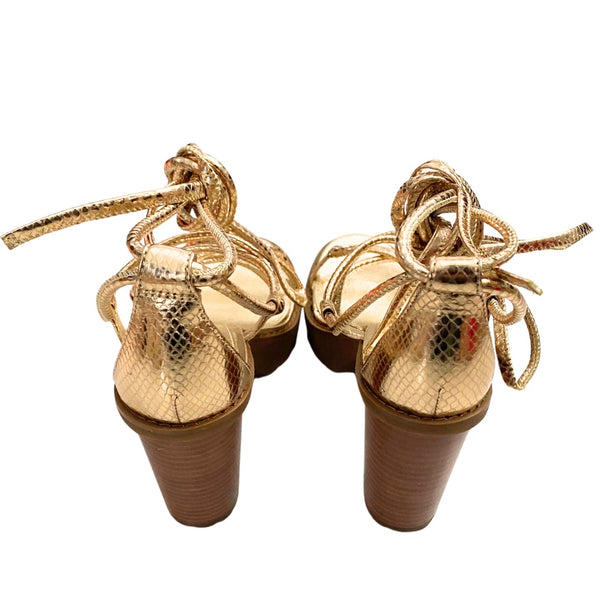 MICHAEL KORS Vero Lug Platform Sandals Gold - New