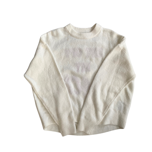 H&M Slogan Jumper “Get Off My Back” Cream Red SIZE M - New