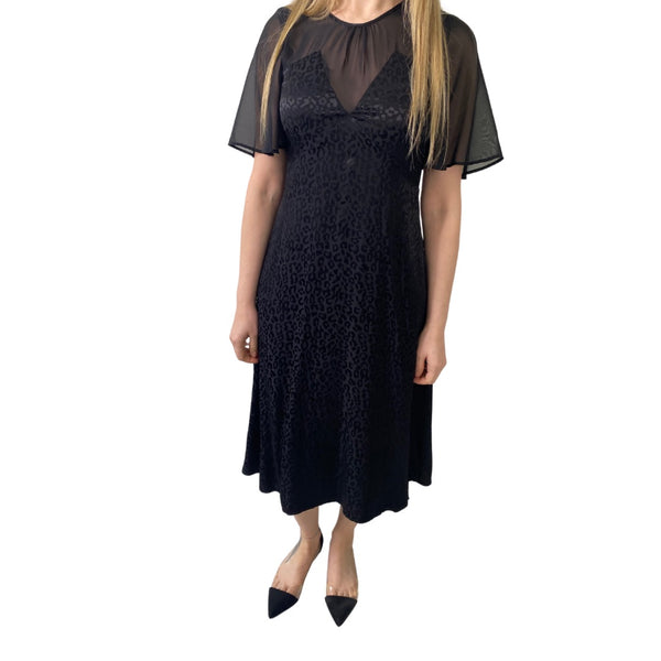 Zara Tulip Hem Maxi  Dress  Leopard Print Black SIZE XS - Preloved