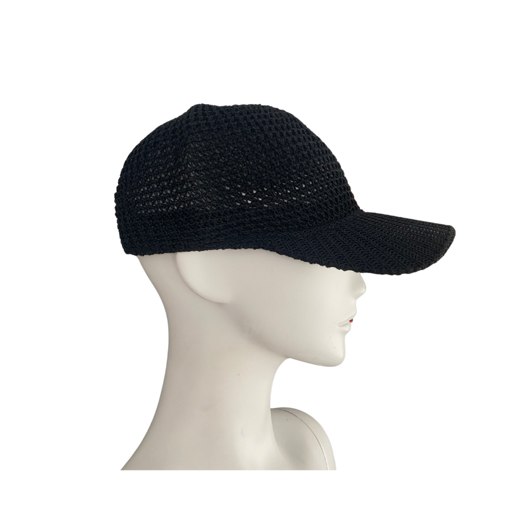 Knitted Mesh Baseball Cap Black - New