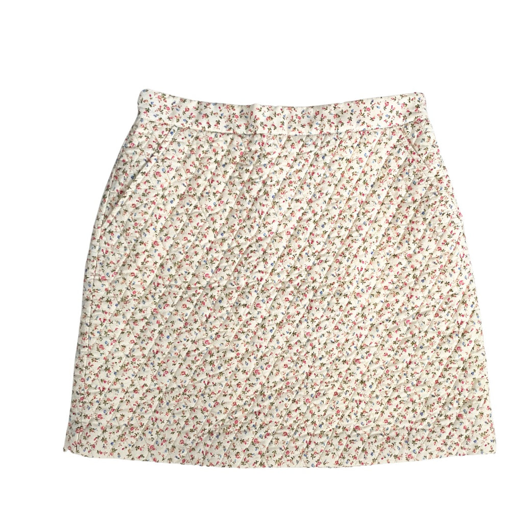 Ditsy Floral Print A-LIne Mini Skirt Cream - New