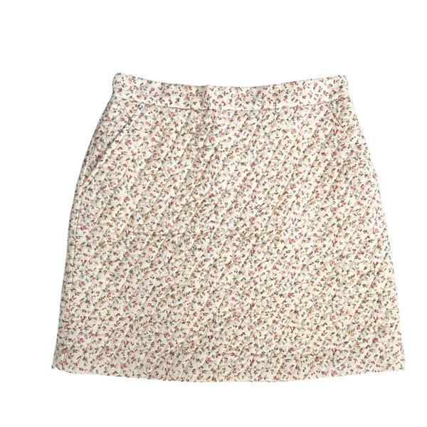 Ditsy Floral Print A-LIne Mini Skirt Cream - New