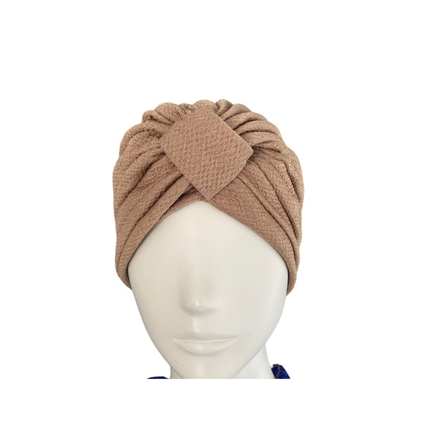 Diamond Knot Fabric Turban Hat Nude ONE SIZE - New