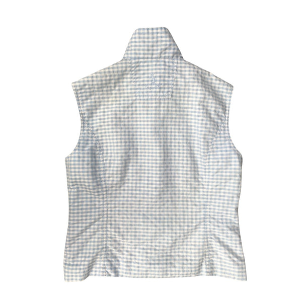 Gingham Sleeveless Golf Zip Up Light Blue SIZE 12 - Preloved