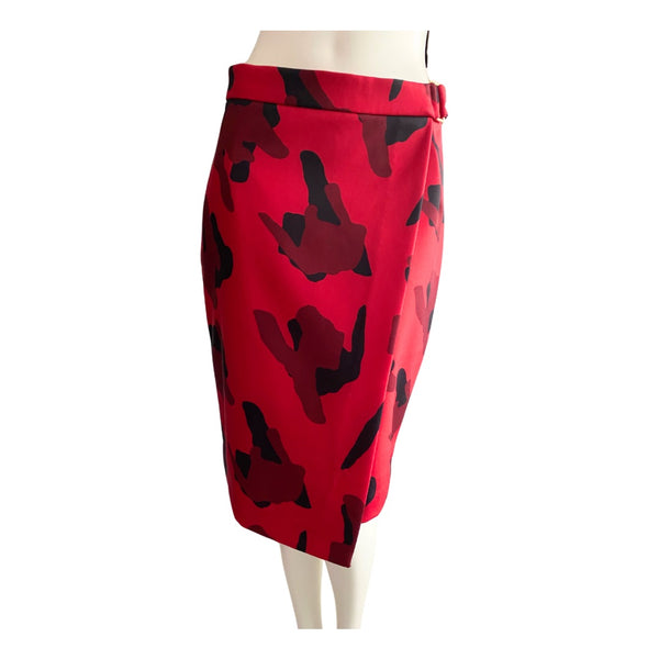 H&M Camouflage Pencil Skirt Red SIZE 14 - New