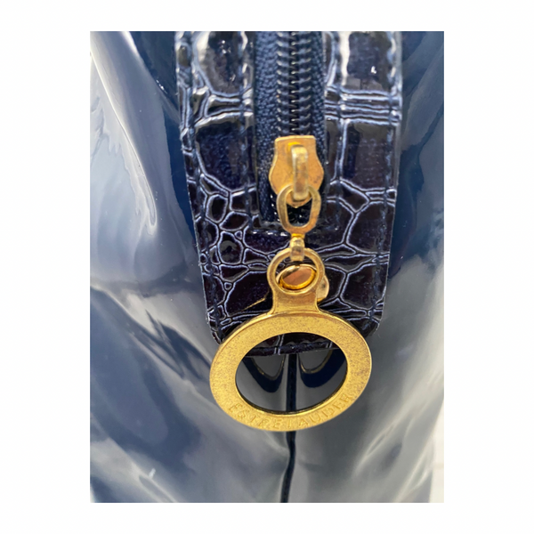 Estée Lauder Patent Weekend Bag Navy - Preloved