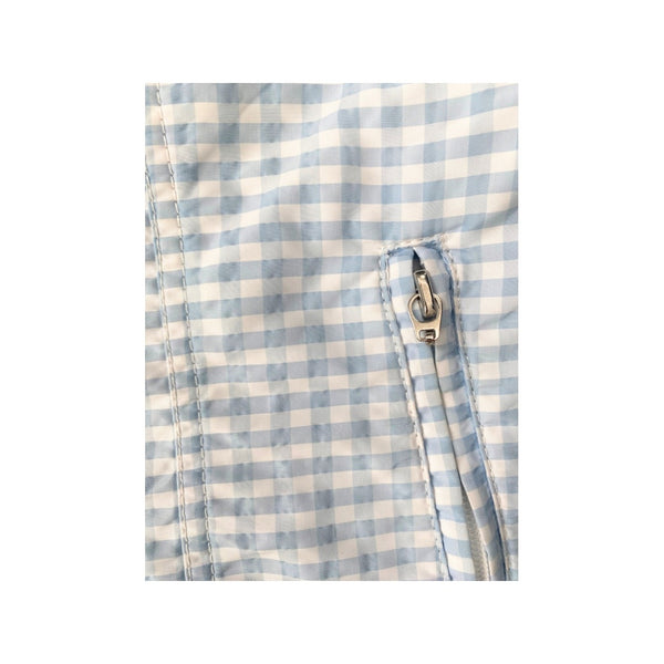 Gingham Sleeveless Golf Zip Up Light Blue SIZE 12 - Preloved
