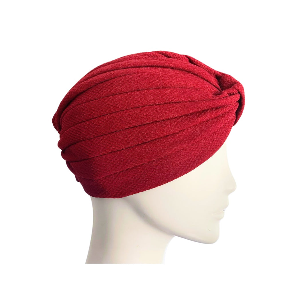 Diamond Knot Fabric Turban Hat Red ONE SIZE - New