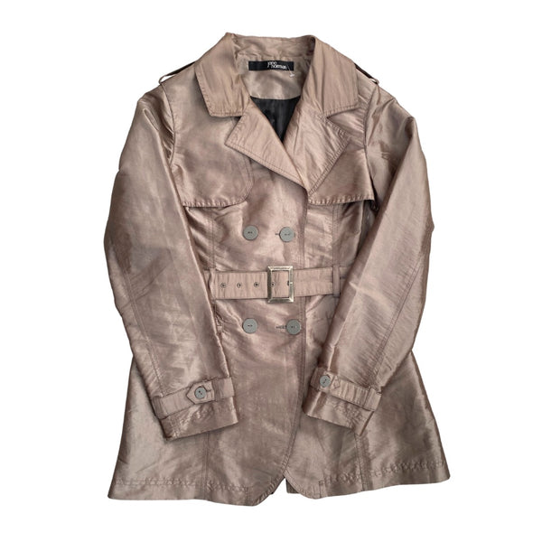 Metallic Lightweight Trench Coat Taupe SIZE 14 - Preloved