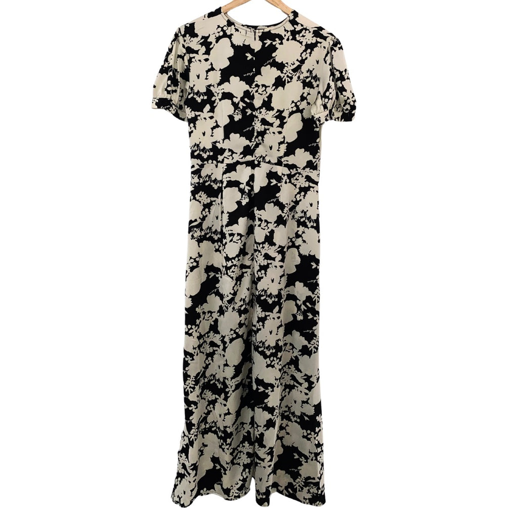 Nasty Gal Floral Satin Maxi Dress Cream Size 14 - Preloved