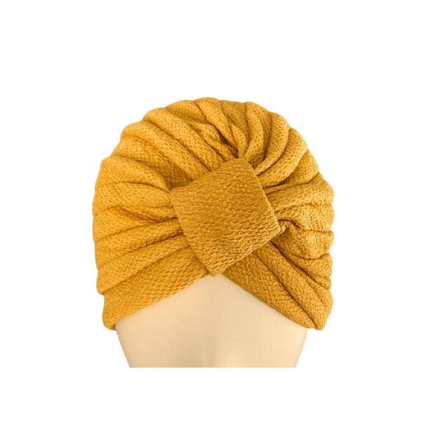 Diamond Knot Fabric Turban Hat Yellow ONE SIZE - New