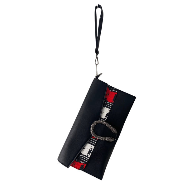 Envelope Clutch Crossbody Bag Black Red - New
