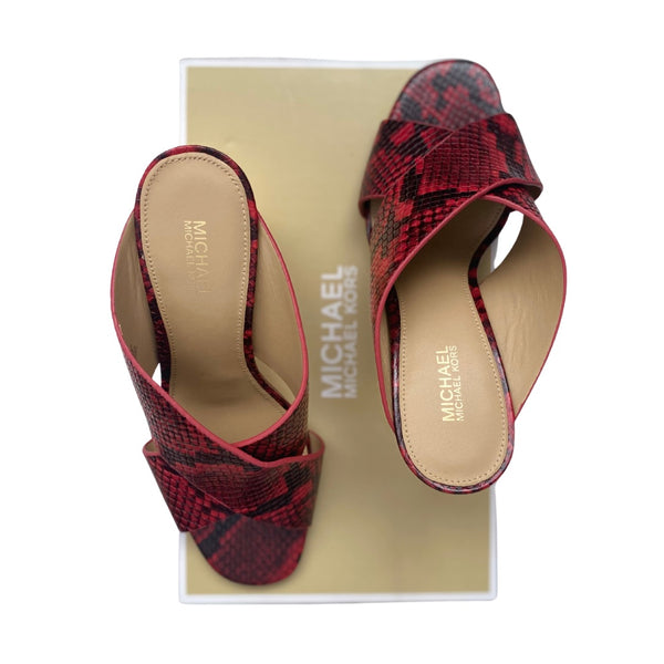 MICHAEL KORS Porter Mules Snakeskin Red Gold SIZE 36 - New