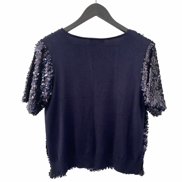 Sequins Fine Knit Jumper Navy SIZE 14