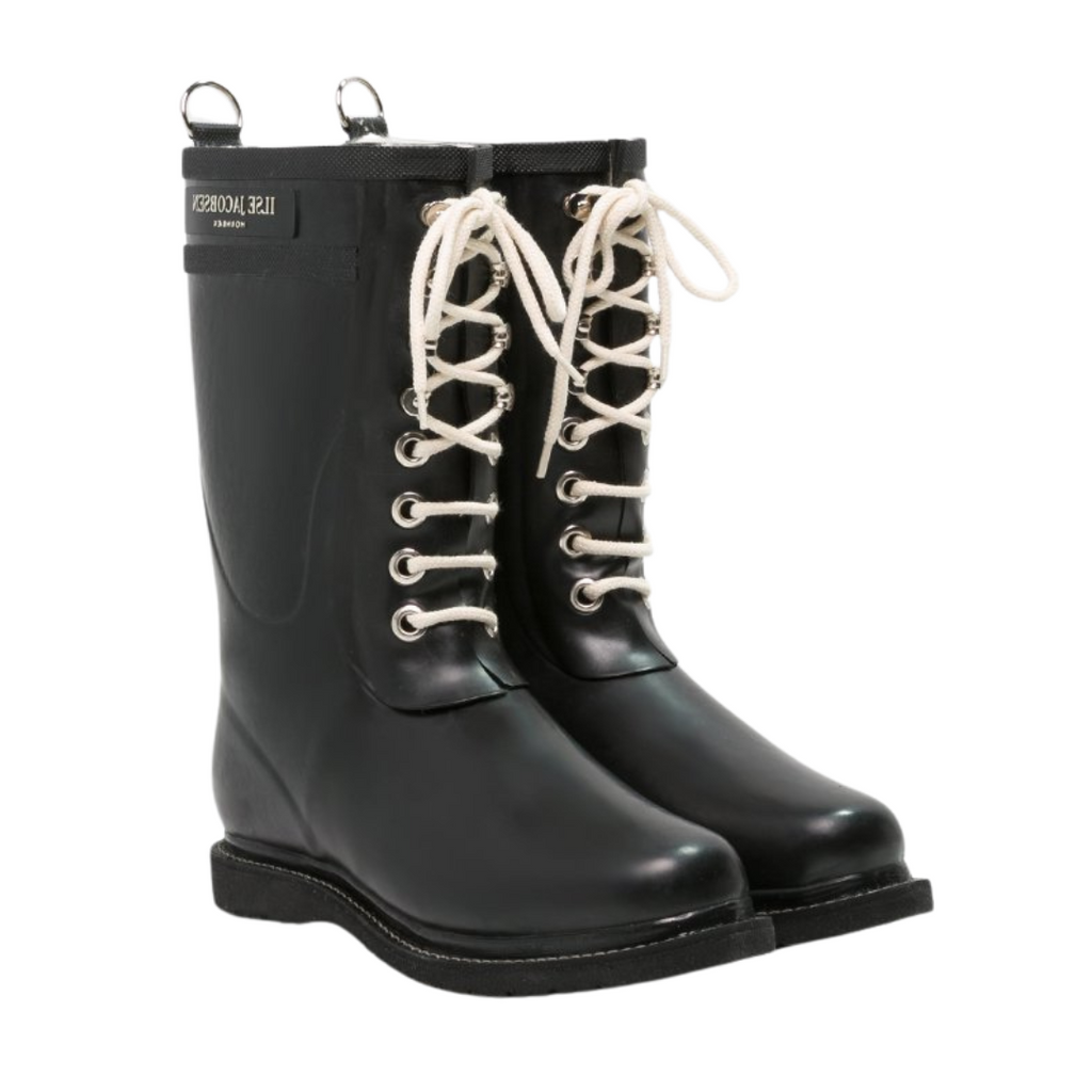 ILSE JACOBSEN 3/4 Rain Boots Black SIZE 38 - Preloved