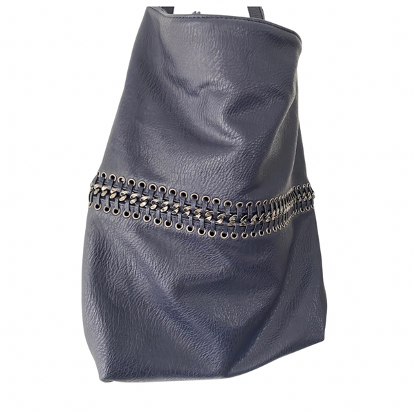 Hobo Shoulder Bag Faux Leather Navy