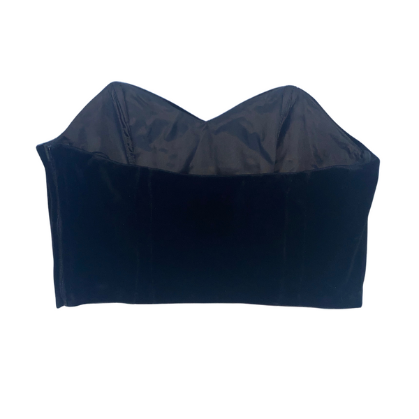 Velvet Bandeau Vintage Top Black SIZE 12