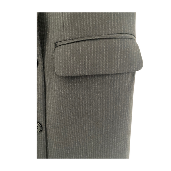 VINTAGE Pinstripe Suit Double-Breasted Longline Blazer (14) Trouser (10) Black