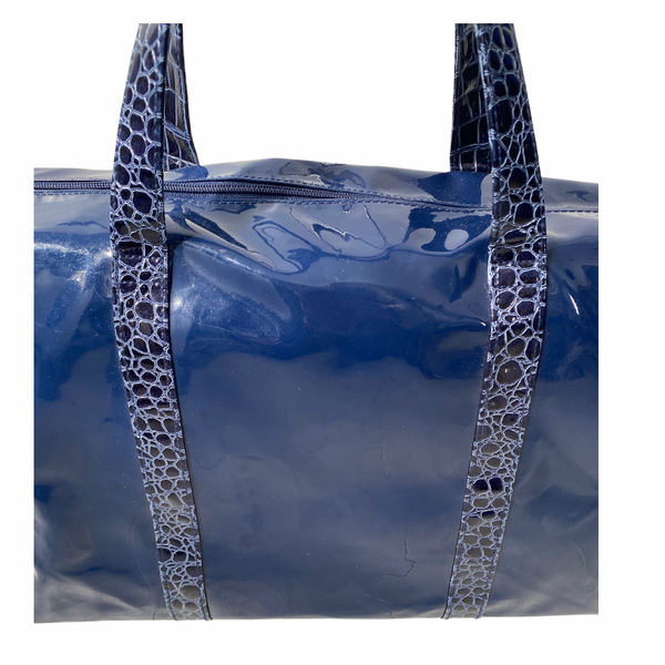 Estée Lauder Patent Weekend Bag Navy - Preloved