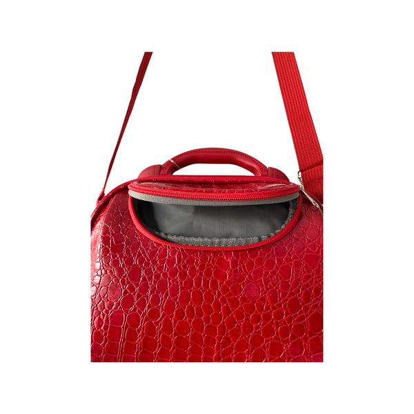 Croc Print Travel Shoulder Bag Cosmetic Beauty Case Red - New