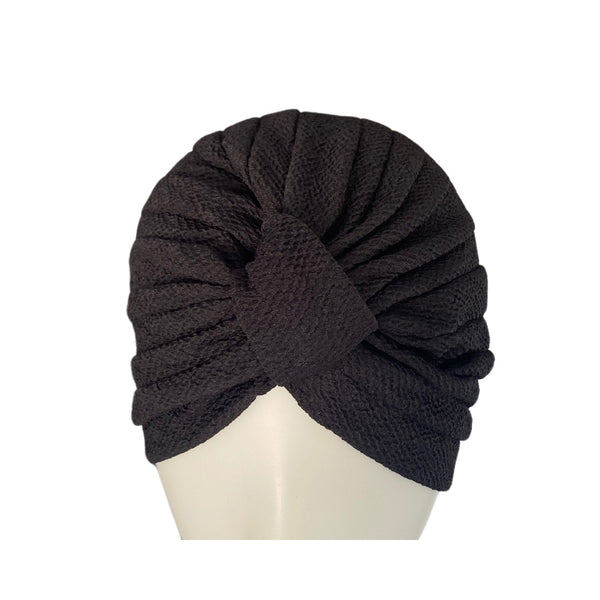 Diamond Knot Fabric Turban Hat Black ONE SIZE - New