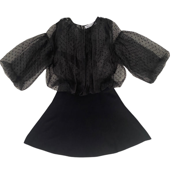 Zara Sheer Mini Dress Black SIZE S