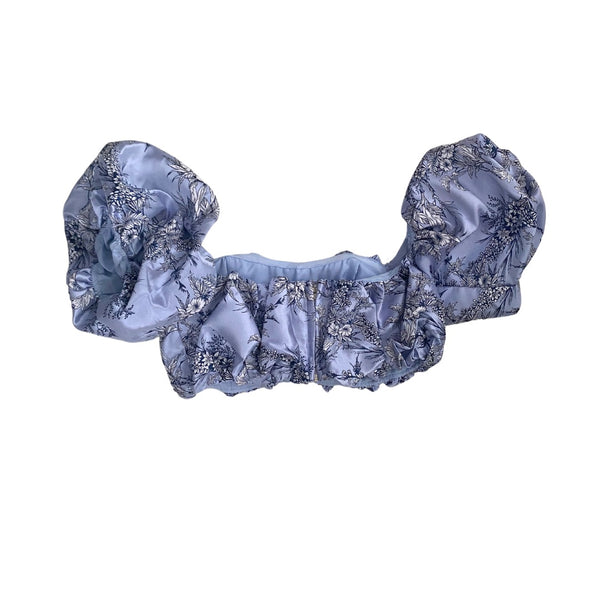 ASOS Floral Jacquard Crop Top & Midi Skirt Co-ord Blue SIZE 8 - New