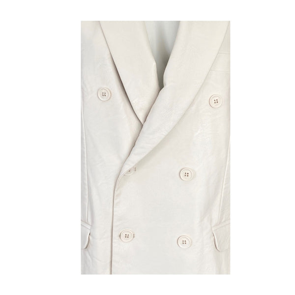 FAMILY FIRST Double Breasted Blazer Cream Faux Leather SIZE XL - New