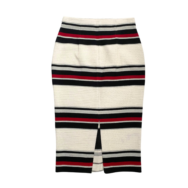 Zara Stripe Pencil Skirt White Red Multi SIZE M