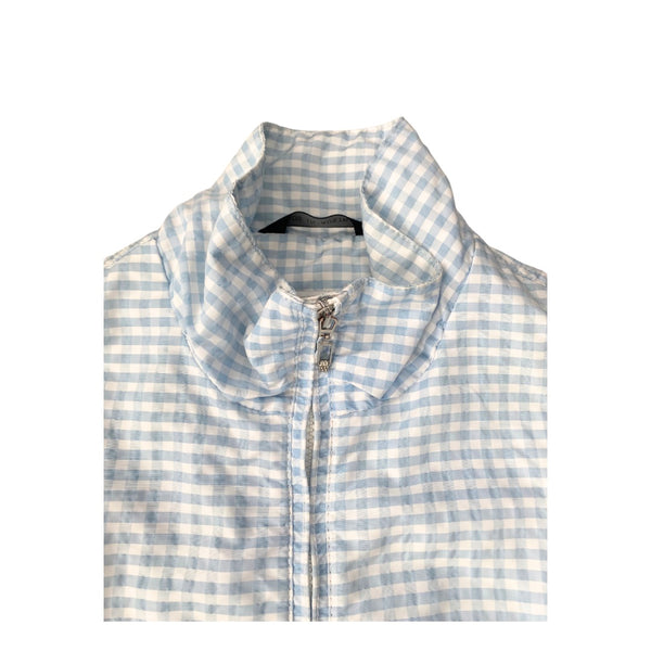 Gingham Sleeveless Golf Zip Up Light Blue SIZE 12 - Preloved