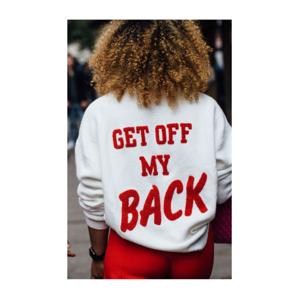 H&M Slogan Jumper “Get Off My Back” Cream Red SIZE M - New
