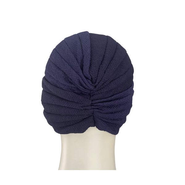 Diamond Knot Fabric Turban Hat Navy ONE SIZE - New