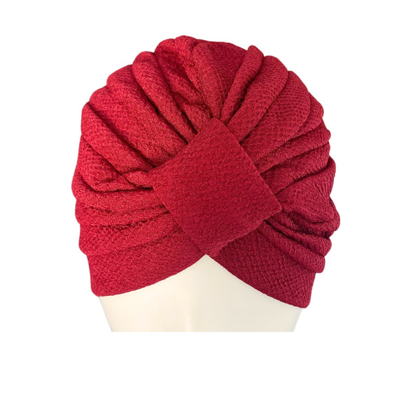 Diamond Knot Fabric Turban Hat Red ONE SIZE - New