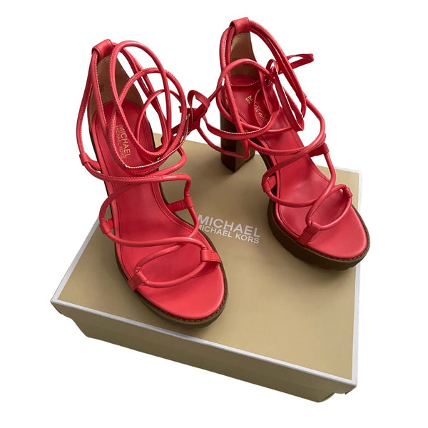 MICHAEL KORS Vero Lug Platform Sandals Coral - New