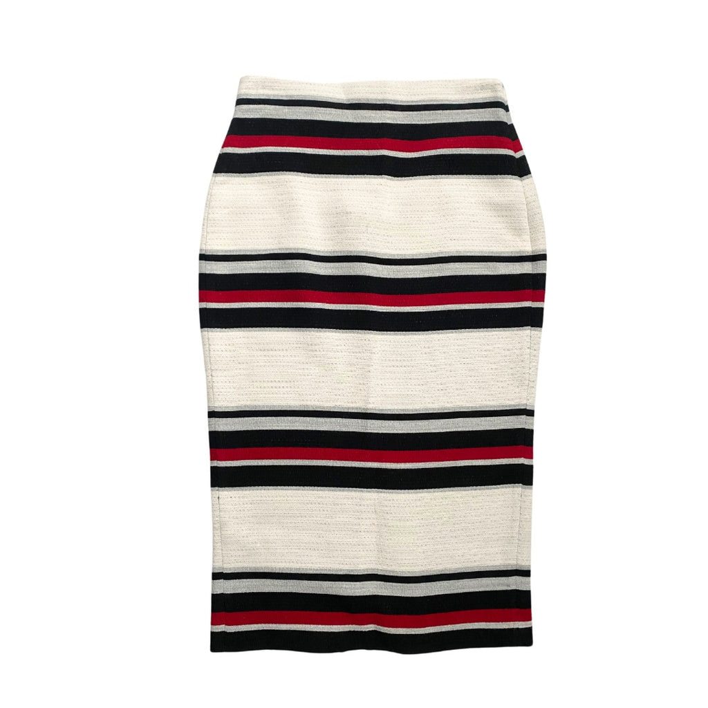 Zara Stripe Pencil Skirt White Red Multi SIZE M