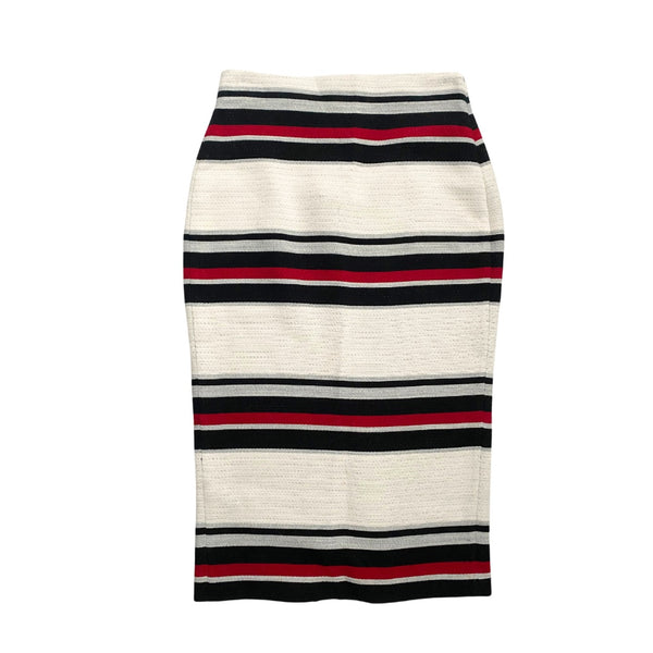 Zara Stripe Pencil Skirt White Red Multi SIZE M