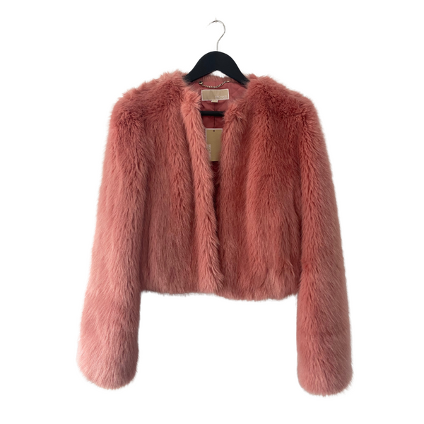 MICHAEL KORS Faux Fur Short Jacket Pink SIZE M