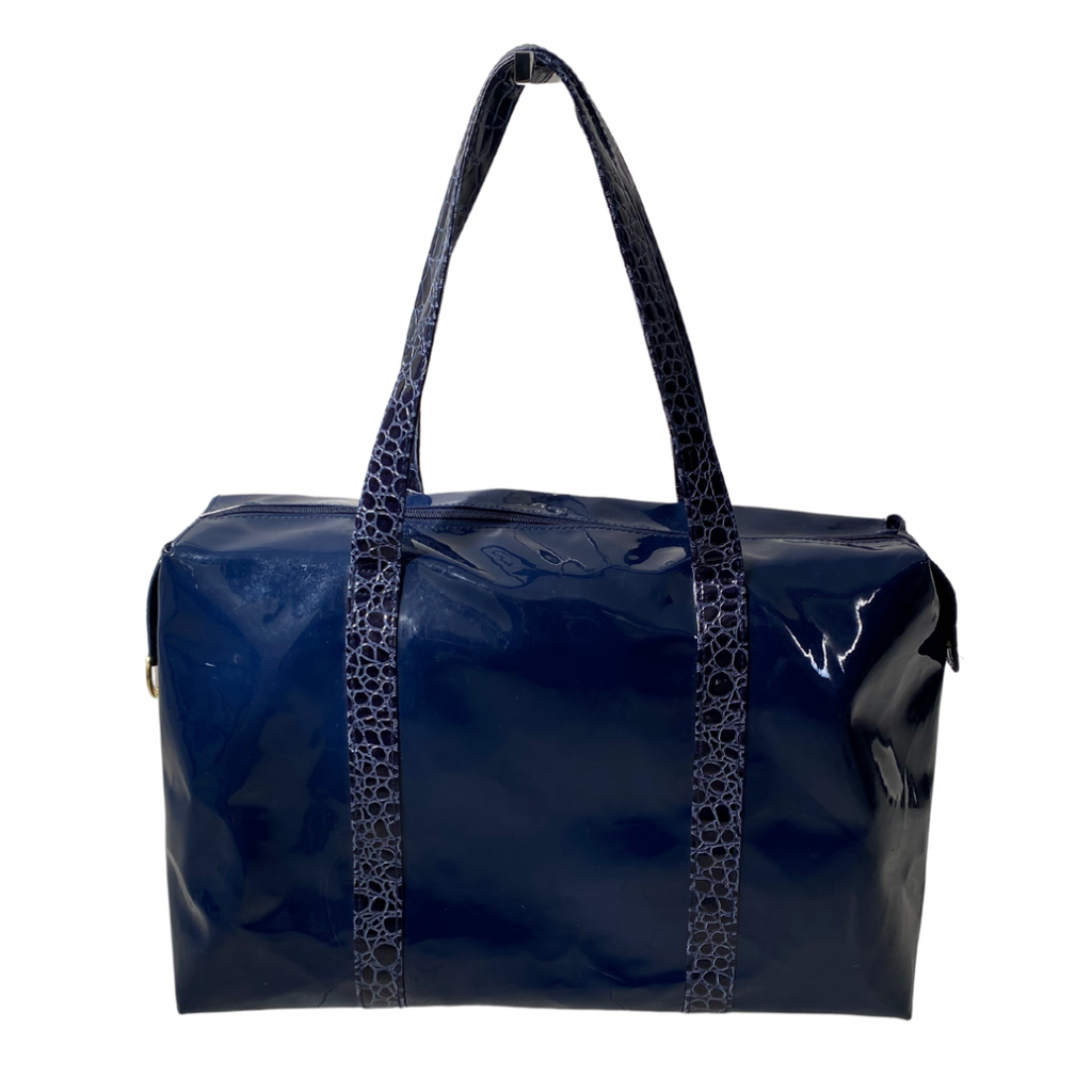Estée Lauder Patent Weekend Bag Navy - Preloved