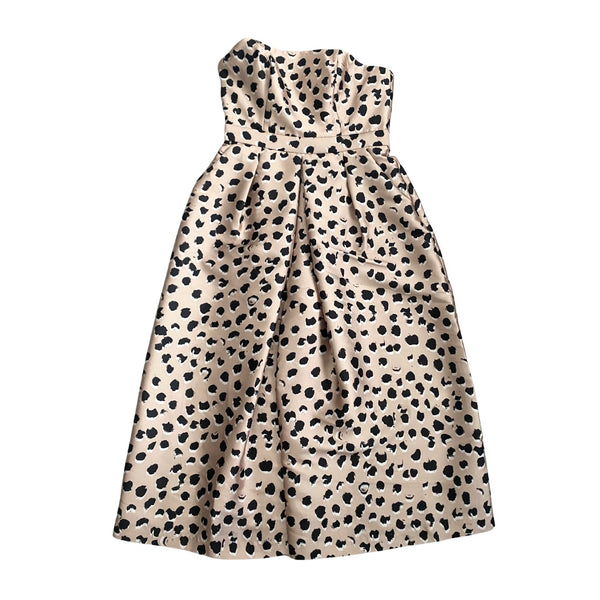 C/MEO COLLECTIVE Leopard Print Strapless Wide Leg Jumpsuit Gold SIZE L - New