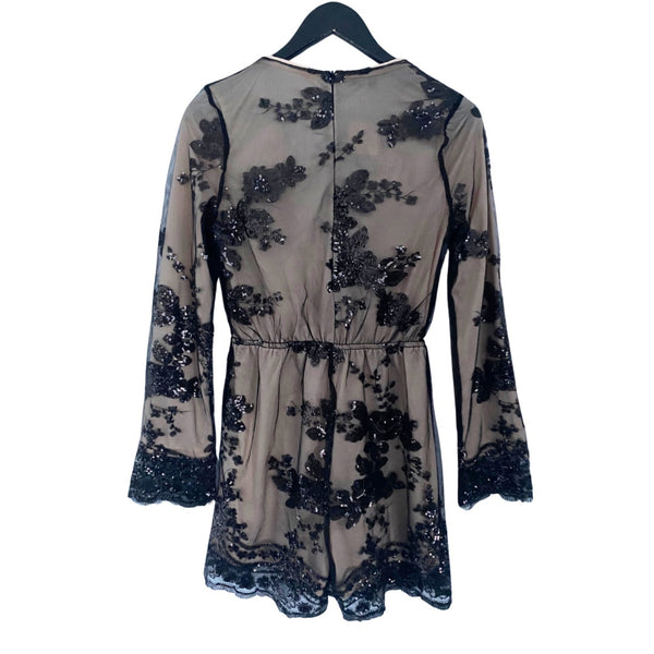 Sequins Shorts Playsuit Black Nude SIZE 8 | 10 | 12 | 14