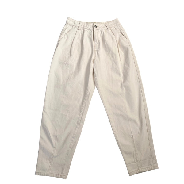 High Waisted Tapered Jeans Cream SIZE  12 - Preloved