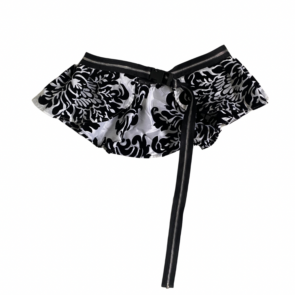 Baroque  Zip Waist Peplum Belt White Black ONE SIZE - New