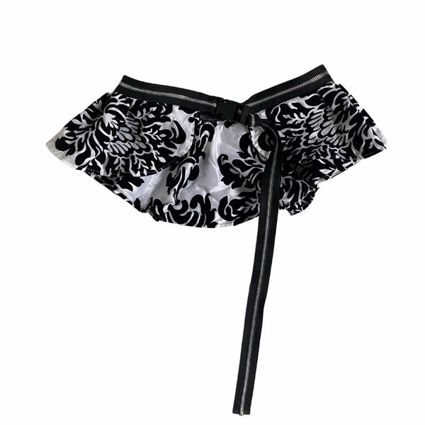 Baroque  Zip Waist Peplum Belt White Black ONE SIZE - New