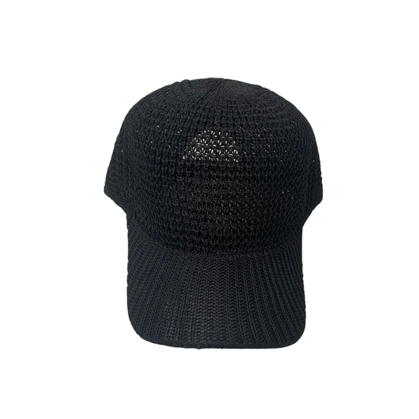 Knitted Mesh Baseball Cap Black - New