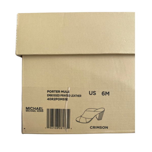 MICHAEL KORS Porter Mules Snakeskin Red Gold SIZE 36 - New
