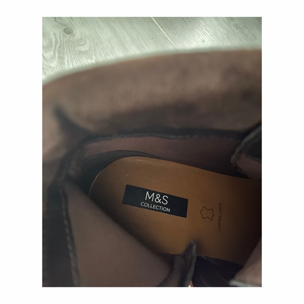 M&S Leather Lace-up Hiker Ankle Boots Brown SIZE 37.5 - New