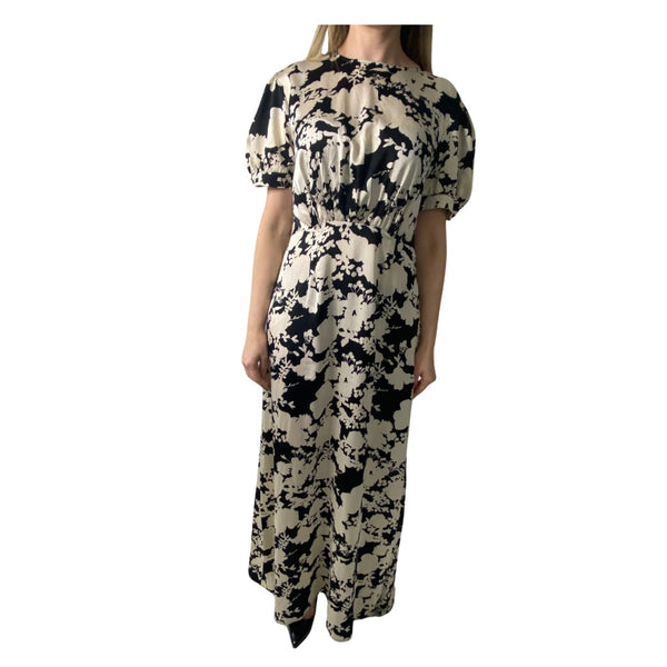 Nasty Gal Floral Satin Maxi Dress Cream Size 14 - Preloved