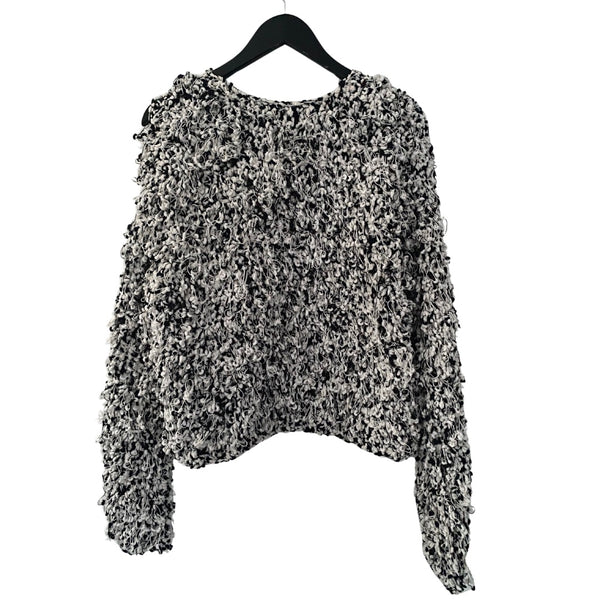 River Island Fluffy Cardigan Black White SIZE L
