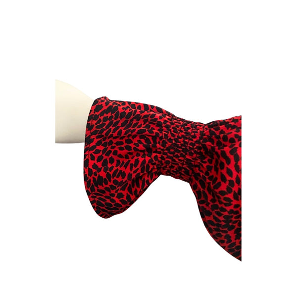 H&M High Neck Leopard Print Blouse Red SIZE XL - Preloved