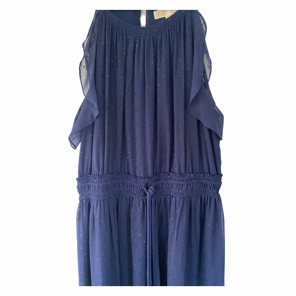 MICHAEL KORS Chiffon Midi Maxi Dress Navy SIZE XL - Preloved